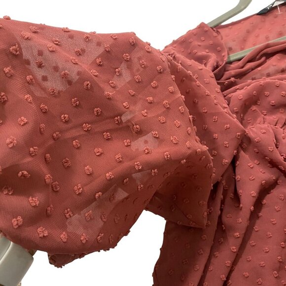 ZARA Rose Clip Dot Romper Dress women's M coquette ruffled tie flirty plunge - Picture 9 of 13